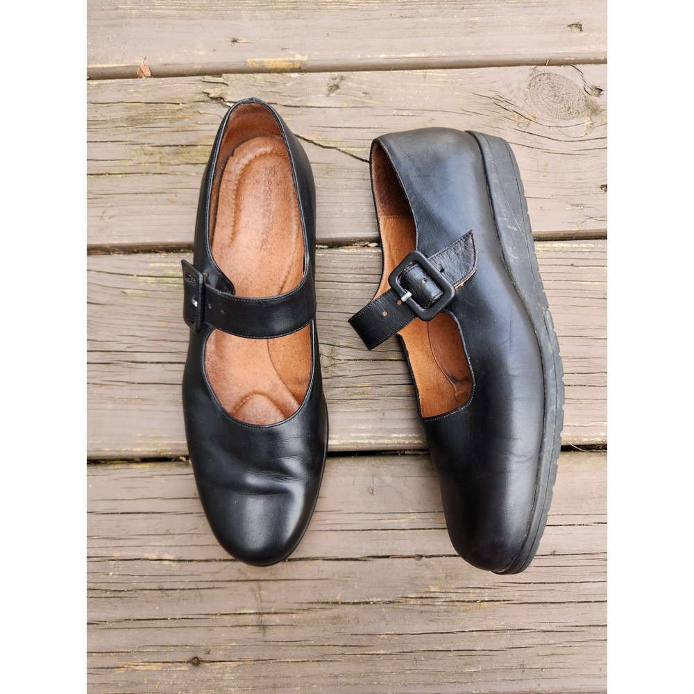 BeautiFeel Black Leather Mary Jane Buckle Flat Shoes Size 40 US‎ 9-9.5
